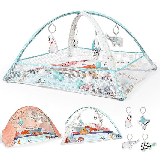LADIDA Baby Play Gym, Activity Mat with Ball Pit 3 Stage 10 Balls)