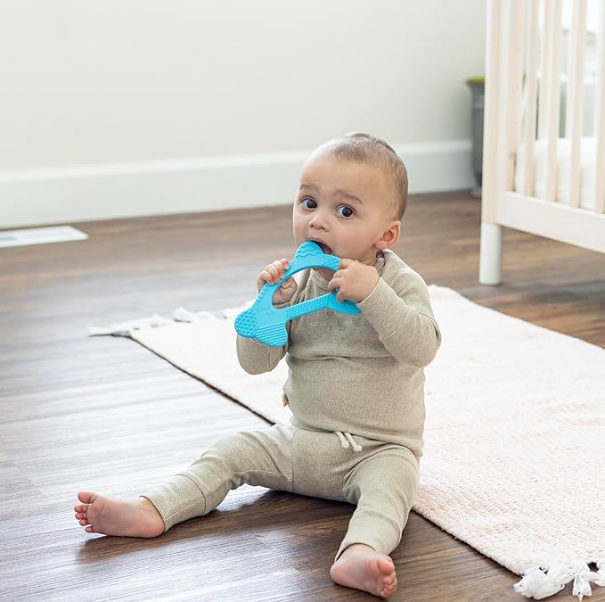 Baby’s Aid Dolphin Silicone Baby Teether, Easy to Hold Teething Toy for Pain Relief 3+ Months, 8X Teething