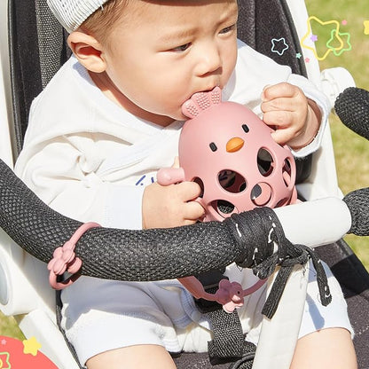 Baby Teething Toys with A Toy Safety Strap for Babies 0-6, 12 18 Months