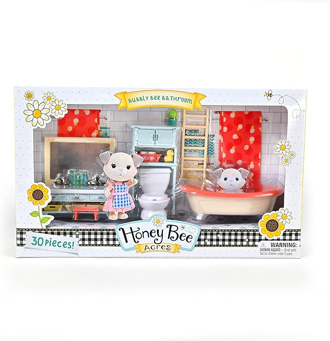 Sunny Days Entertainment Honey Bee Acres Bubbly Bee Bathroom Dollhouse Furniture, 30 Pieces