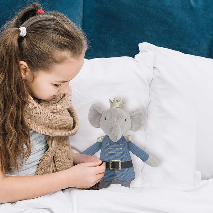 MON AMI Prince Earl The Elephant Plush Stuffed Doll – 12”, Cute Elephant in Blue Suit