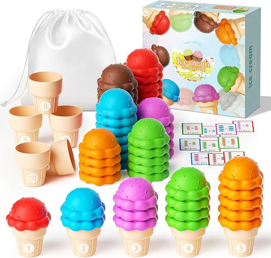 Ice Cream Toys Color and Counting Alphabet Match Learning Toys (65Pcs Counting)