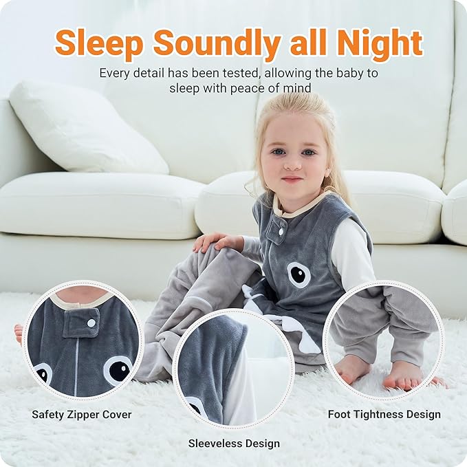 Baby Sleeping Sack Sleeveless, Toddler Sleeping Bag with Legs