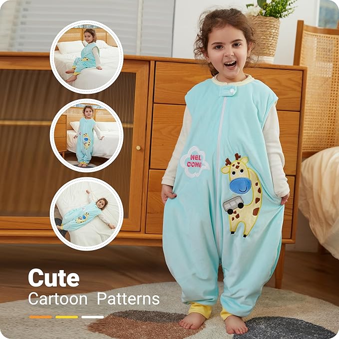 Infant Toddler Sleeping Bag, Baby Sleeping Sack Sleeveless 4 Season 1-3T, Giraffe