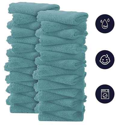 32 Pack Baby Washcloths - Luxury Coral Fleece 10x10 Inch