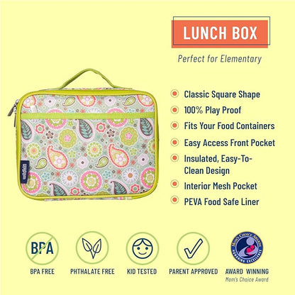 Wildkin Kids Insulated Lunch Box Bag for Boys & Girls, Reusable Kids Lunch Box is Perfect for Early Elementary Daycare School Travel, Ideal for Hot or Cold Snacks & Bento Boxes (Spring Bloom)