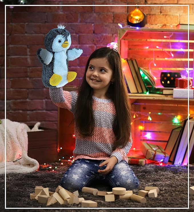 DolliBu Penguin Plush Hand Puppet for Kids - Soft Stuffed