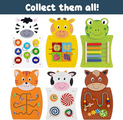 SPARK & WOW Horse Activity Wall Panel - Ages 18m+ - Montessori Sensory Wall Toy - 2 Activities - Busy Board - Toddler Room Décor