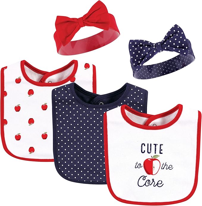 Hudson Baby Unisex BabyCotton Bib and Headband or Caps Set
