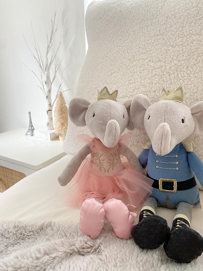 MON AMI Prince Earl The Elephant Plush Stuffed Doll – 12”, Cute Elephant in Blue Suit