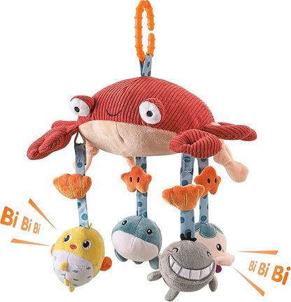 TUMAMA Baby Toys for 0 3 6 9 to 12 Months, Activity Plush Animal Stroller and Hanging Toy for Baby Car Seat Crib Travel, Sensory Learning Toy
