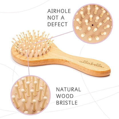 3 Piece Wooden Baby Hair Brush and Comb Set for Newborns & Toddlers in Chic Gift Box - Ultra Soft Natural Goat Hair and Wood Baby Brush Set Prevents Cradle Cap - Perfect Registry Gift (Sage)