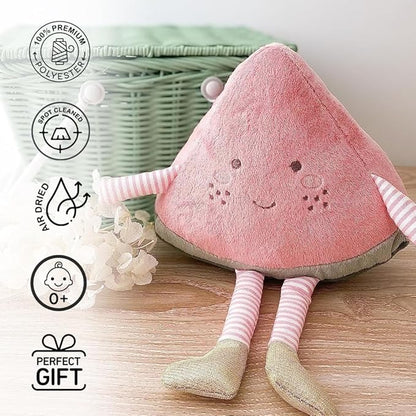 MON AMI Premium Water-Melonie Soft Stuffed Plush Toy 10”, Whimsical Adorable Face - Handcrafted Squishable Fruit Doll