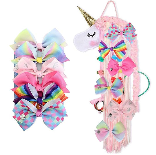 Unicorn Hair Bow Holder Organizer for Girls with JOJO Bows, 5 inch