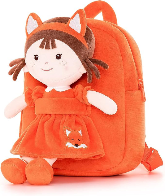 Onetoo Toddler Backpack Kids Backpacks with Soft Plush Baby Dolls 9.5"