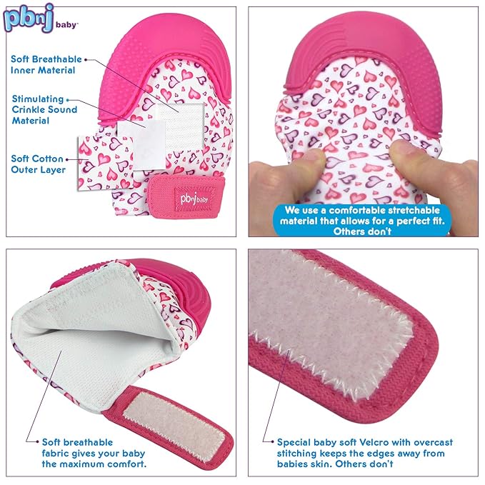 Silicone Infant Teething Mitten Teether Glove Mitt Toy - ABC 2pk