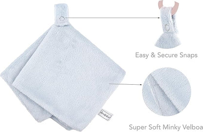 Ultra Soft Cotton Minky Velboa Baby Blanket with Snap Closure for Pacifier or Teether, Machine Washable 12 inch 12 inch
