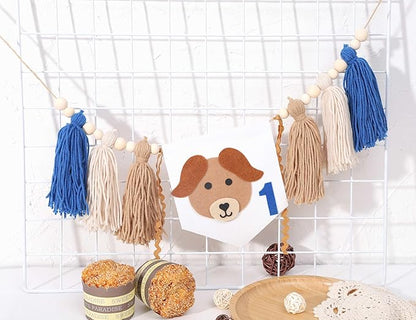 Puppy Tassel High Chair Banner - Dog Themed 1st Birthday Party Decor,Puppy First Birthday Highchair Banner