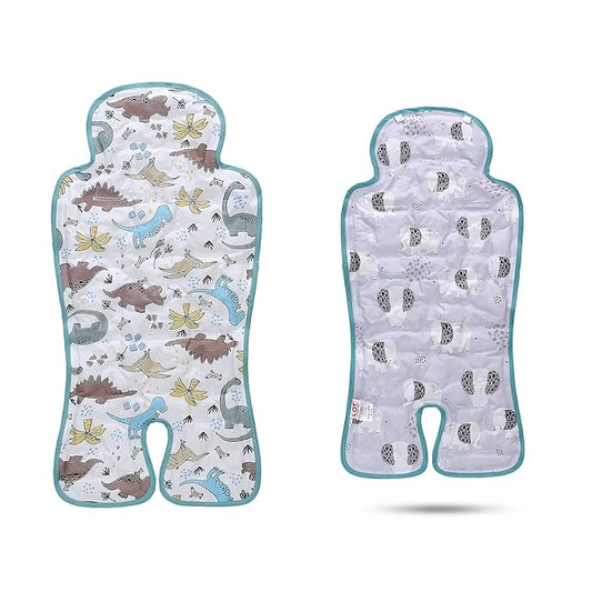 Gel Car Seat Cooler Pad,1 Pcak Double Sides-Universal Baby Stroller Ice Cushion,Summer Cooling Seat Liner,Multifunctional Suitable for Baby Dining Chair,Child Safety Seat(Dinosaur + Elephant)