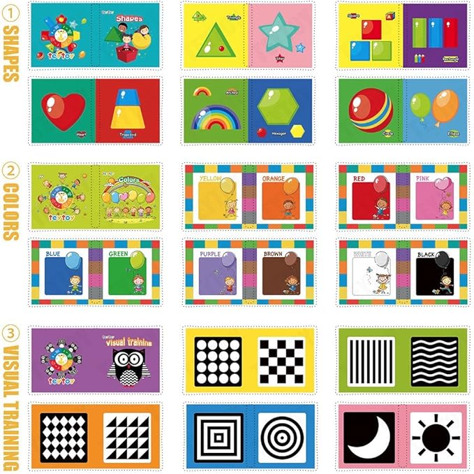 teytoy My First Soft Book, 6 PCS Nontoxic Fabric Baby Cloth Books Early Education Toys Activity Crinkle Cloth Book for Toddler