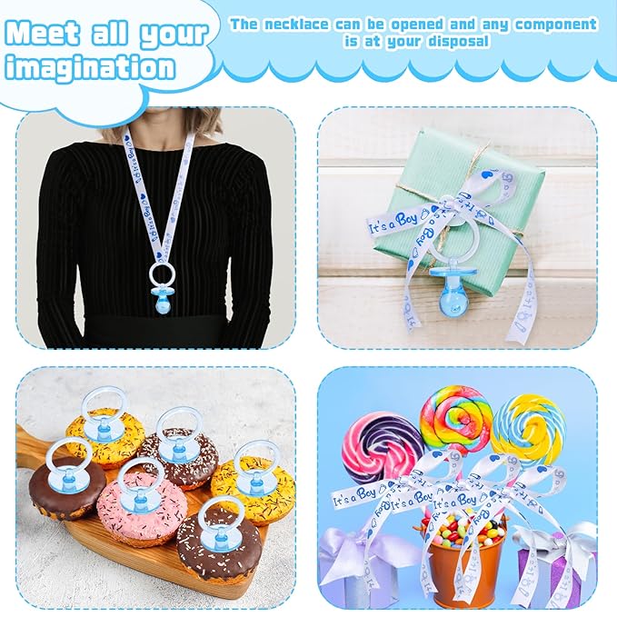 36 Baby Shower Pacifiers Necklace, Acrylic Pacifier Necklace