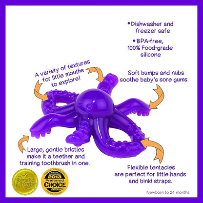 Baby Banana - Octopus Teething Toy Toothbrush, Training Teether Tooth Brush for Infant