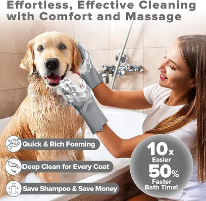 6PCS Pet Grooming Kit | Dog Washing Gloves | Dog Bath Brush | Dog Bath Gloves | Dog Shampoo Brush | Pet Grooming Gloves | Cat Bathing Supplies | Dog Bath Supplies (Grey)