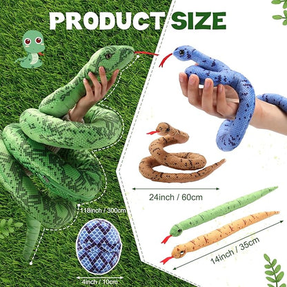 Hiboom 7 in 1 Snake Plush Toys 118 Inch Giant