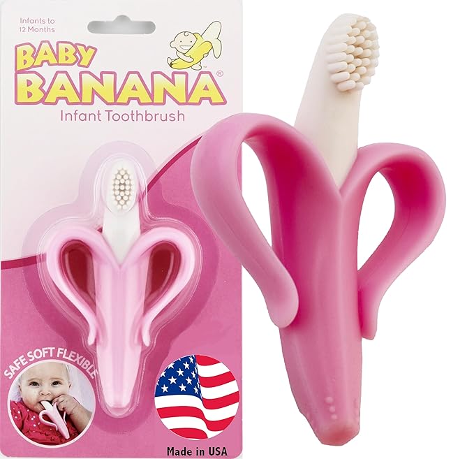 Baby Banana The Original Toothbrush Training Teether Toy, for Babies Infants Toddlers; Teething Relief for Sore Gums