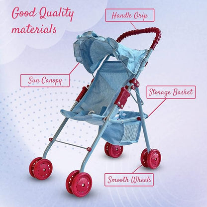 My First Baby Doll Stroller for Toddlers 3 Year Old Girls, Little Kids | Folding Baby Stroller for Dolls