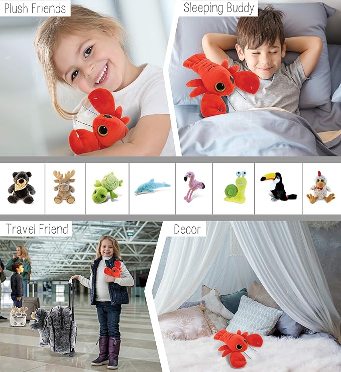 DolliBu Red Lobster Stuffed Animal - Super Soft Big Eyes Lobster Plush, Ocean Stuffed Animal Plush Toy for Boys and Girls -6 Inches