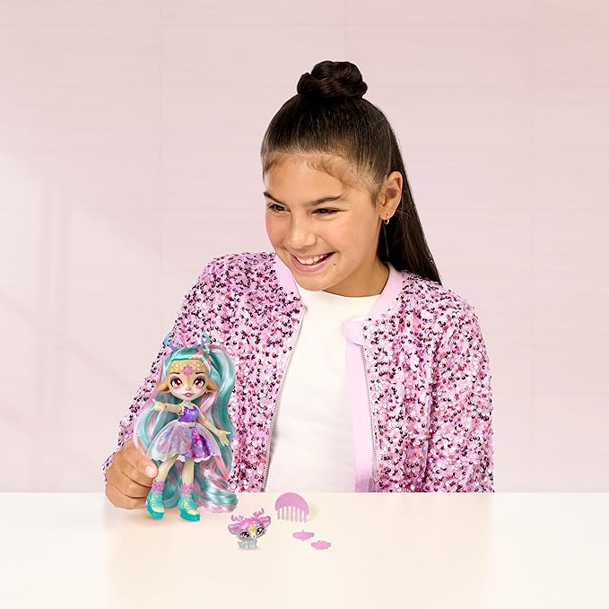 Magic Mixies Pixlings Deluxe Pack, Deerlee The Deer, Shimmer Reveal, Create & Mix Potion That Magically Reveals 6.5" Pixling Doll Inside Potion Bottle - Exclusive Mini Mixies & 6 Hair Accessories