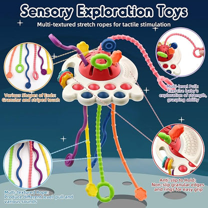 AiTuiTui Sensory Montessori Baby Teething Toys, Silicone Remote Control Teether Toddler Travel Toys for 3 6 9 12 Months