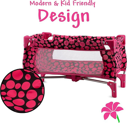 Baby Doll Crib Set for Toddlers 3 Years and up, Pack n Play Doll Bed Toy Crib for Baby Dolls with Free Carry Along Bag