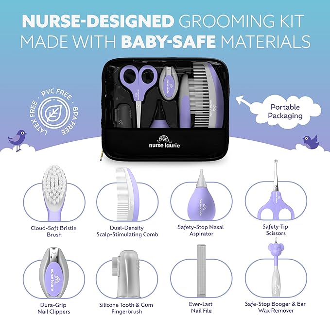 Store Baby Grooming Kit - Newborn Girl & Boy Infant Care - First Aid, Bath, Cradle Cap, Hygiene, Hair, Nail, Safety & Healthcare Essentials - Designed by a Pediatric Nurse & Mom