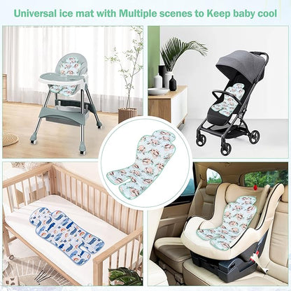 Gel Car Seat Cooler Pad,1 Pack Double Sides-Universal Baby Stroller Ice Cushion Cooler Mat,Summer Cooling Seat Liner,Multifunctional Suitable for Baby Dining Chair,Child Safety Seat(Sloth + Leaves)