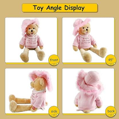 Houwsbaby 20'' Pink Musical Teddy Bear Stuffed Animal,Singing Plush Toy with Shaking Head