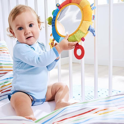 HABA Rainbow Baby Mirror for Tummy Time - Developmental Infant Toy for 6-12 Months - Baby Sensory Toy with Entertaining Elements for Baby Gifts 6 Months+