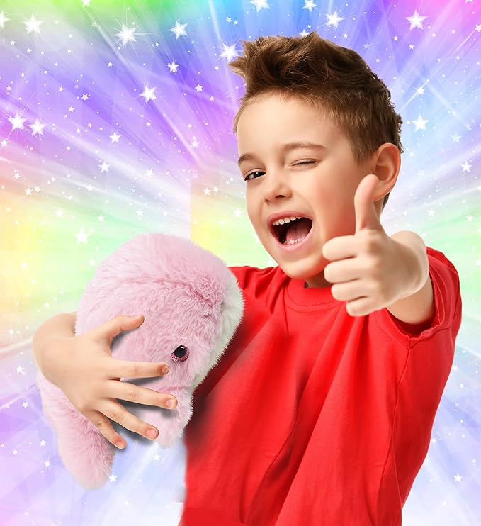 DolliBu Plush Whale Stuffed Animal - Soft Huggable Pink Whale, Adorable Playtime Whale Plush Toy 7Inches