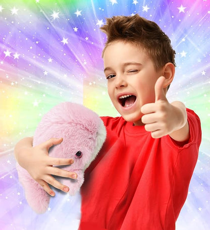 DolliBu Plush Whale Stuffed Animal - Soft Huggable Pink Whale, Adorable Playtime Whale Plush Toy 7Inches