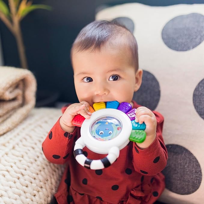 Baby Einstein Outstanding Opus The Octopus Sensory Rattle & Teether Multi-Use Toy, BPA Free & Chillable 3 Months
