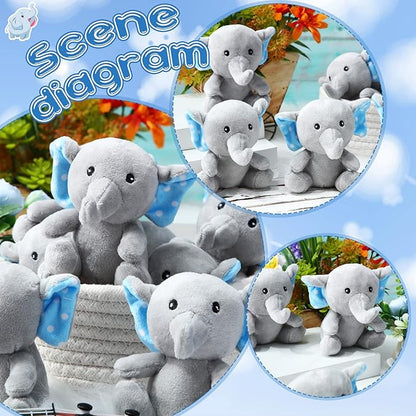 HyDren 8 Pcs Plush Mini Elephant Stuffed Animal Toys 4