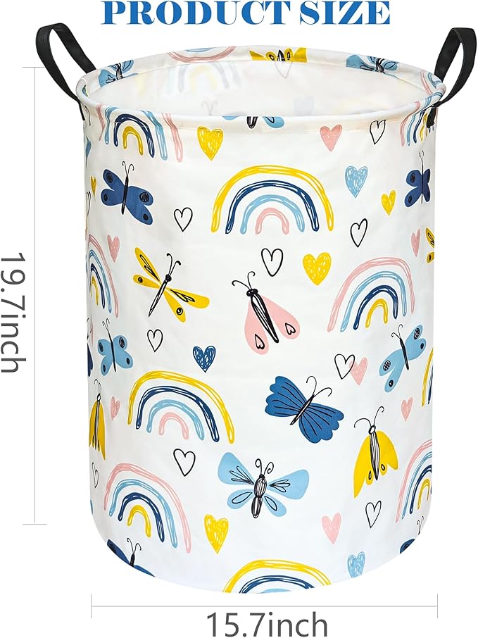 Round Rainbow Pattern Laundry Hamper Storage Basket Organizer Hamper Storage