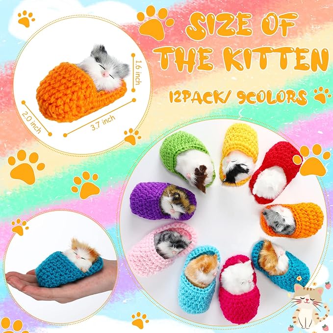 Zubebe 12 Pcs Sleeping Cats in Slipper Cat Doll Toy
