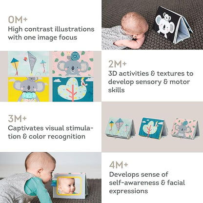 Tummy Time Toys High Contrast Baby Book. Fun, Interactive Crinkle