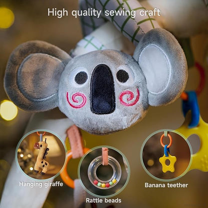 TUMAMA 2 in 1 Spiral Car Seat Toys Arch Stroller Toy Baby Hanging Toys with Clip Adjustable Detachable Sensory Travel Crib Bouncer Bassinet Activity Toys for Babies 0 3 6 9 12 24 Months