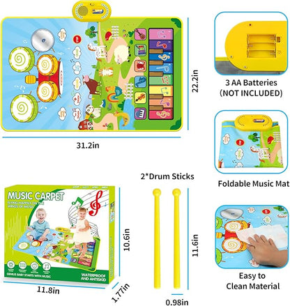 1 Year Old Boy Toys, 3 in 1 Musical Toys for Toddlers 1-3 Piano Keyboard 2 Drum 12-18 Months 1 2 3 Year