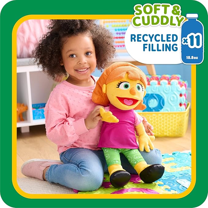 SESAME STREET Just Play Big Hugs 18-inch Large Plush Julia Doll, Soft Fabric 18 Month