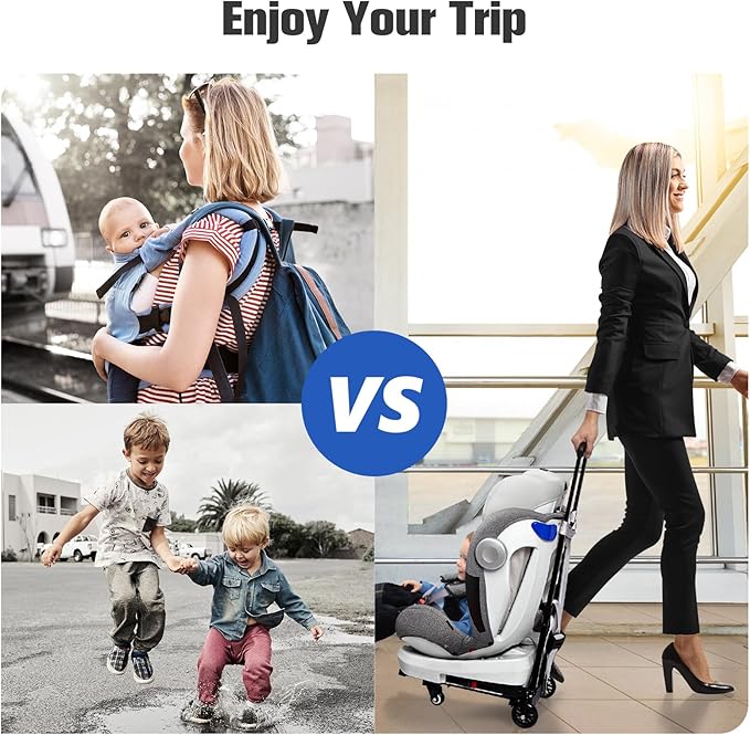 KEDSUM Car Seat Travel Cart, Compact and Lightweight Dolly Cart for Airport, Solid Construction Portable Car Seat Stroller for Airports, Folding Hand Truck Dolly Fit to Infant, Booster