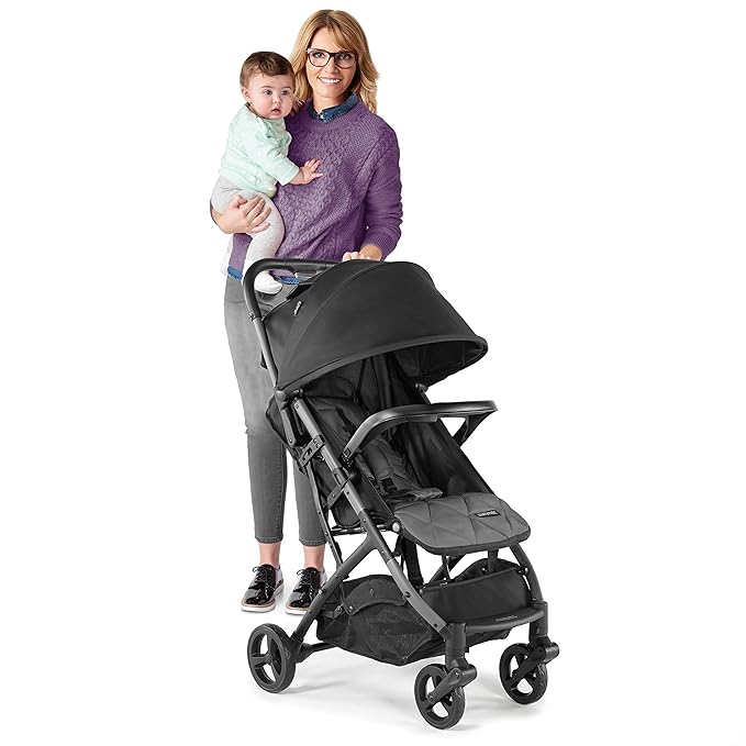 3Dpac CS Compact Stroller, Black – Car Seat Adaptable Baby Lightweight Stroller with Convenient One-Hand Fold, Reclining Seat and Extra-Large Canopy